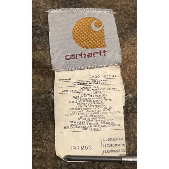 Vintage XL Carhartt J97 MOS Detroit Moss Green Patina Blanket Lined Jacket USA - Picture 6 of 12